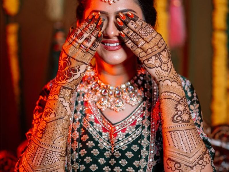 Dreamy Mehendi Bride Pose ✨ _ Bride’s Candid Moment with Henna